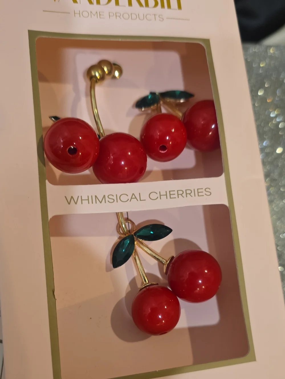 Vanderbilt Home Whimsical Cherries 12-PC Fashion Shower Hooks